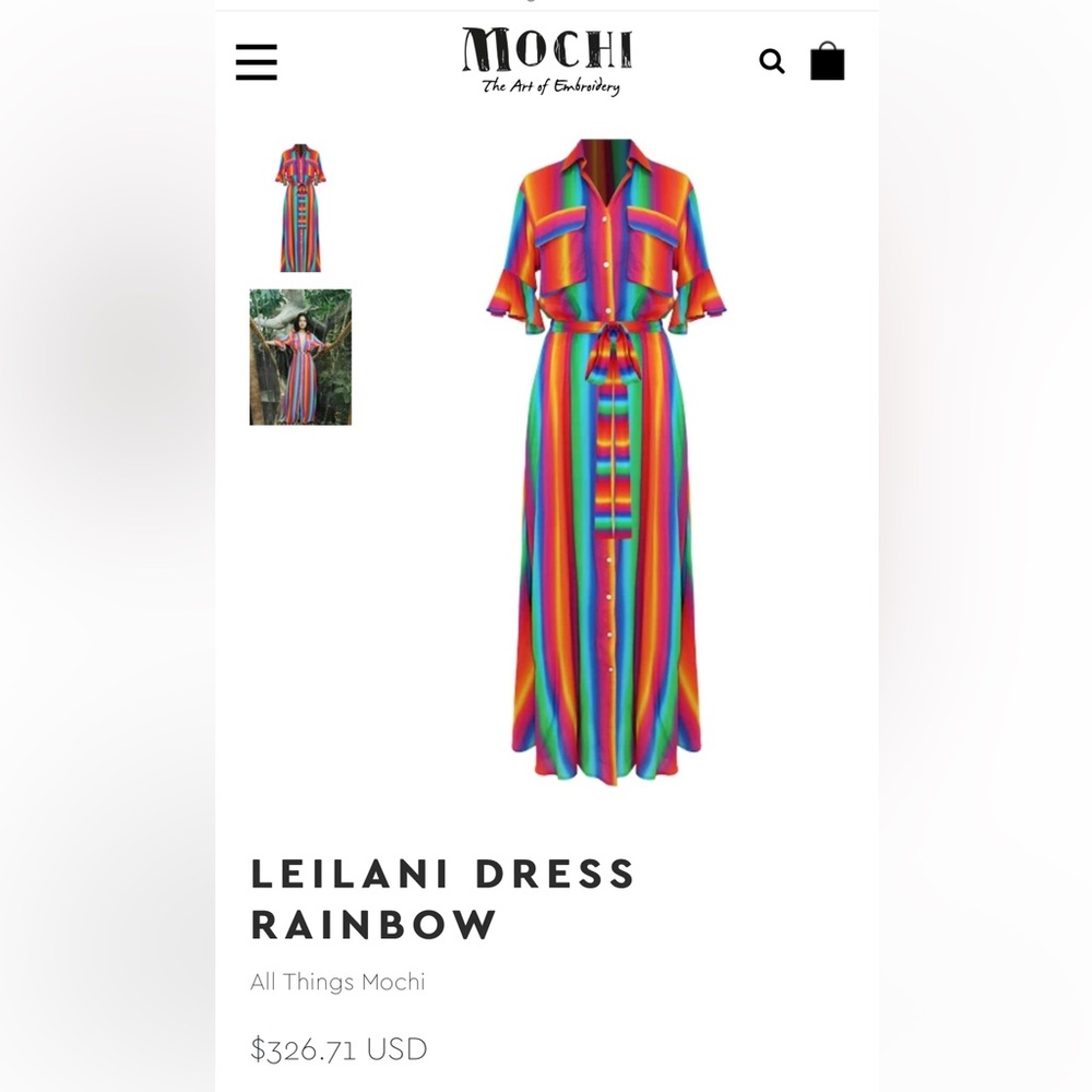 Colorful Rainbow Silky Tropical Striped Maxi Dress